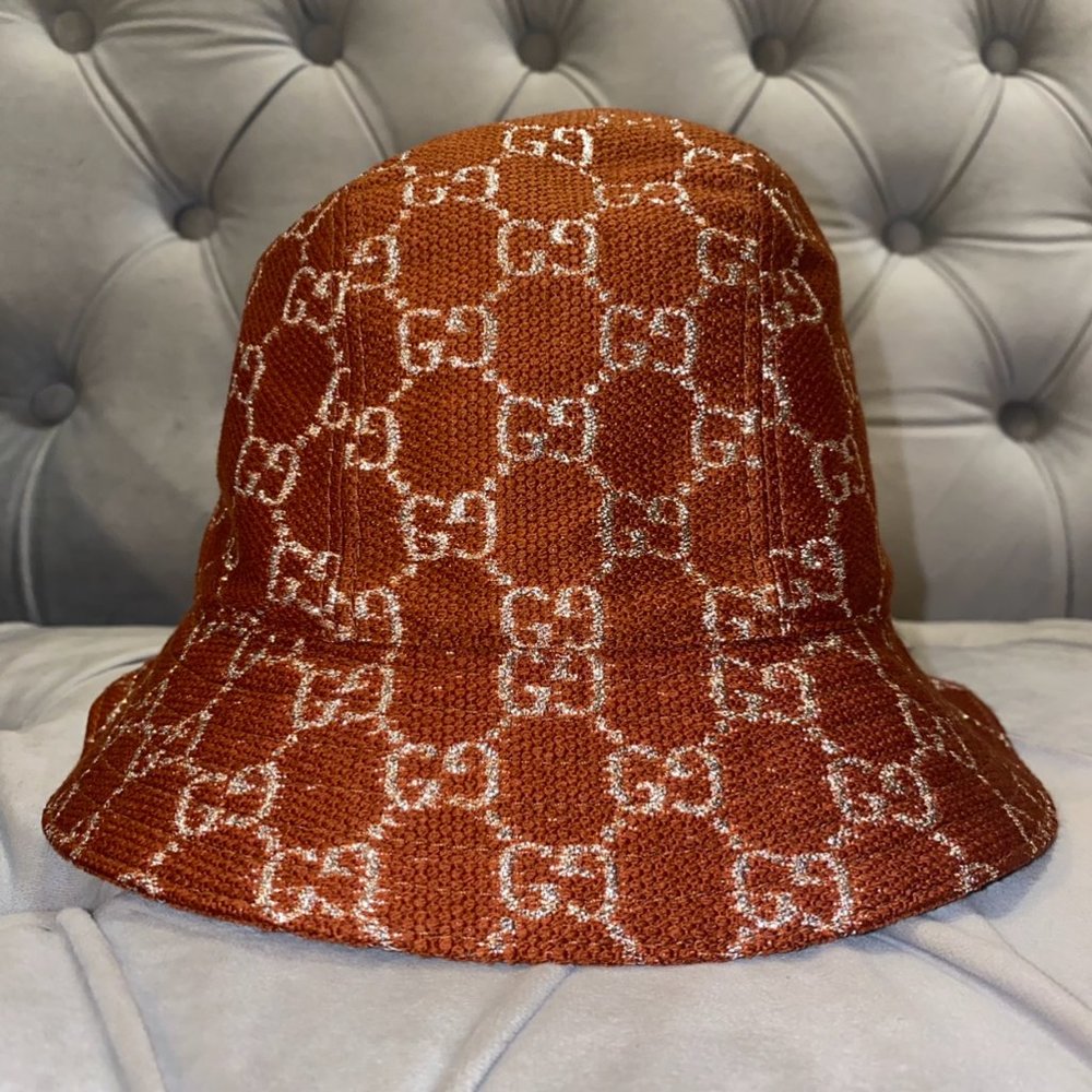 Gucci GG Lamé Bucket Hat in brown